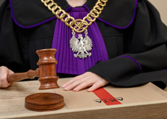 Sędzia skazuje przestępcę oskarżonego podczas procesu, wydaje wyrok