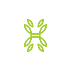 Letter H leaf Logo Design. H Icon