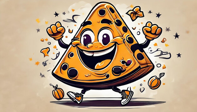 chese character showing happy emotions, dancing, on white background