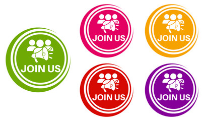 set join us badge labels icon. Vacancy announcement design template vector illustration