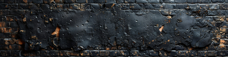 Fototapeta premium Black brick wall background. Loft interior