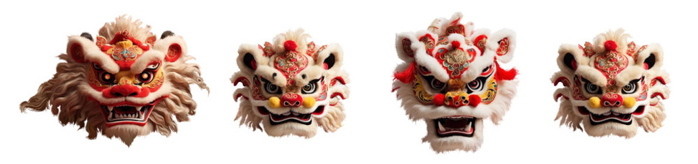 chinese lion dance head on white background