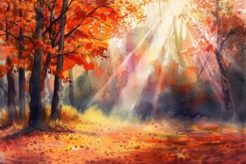 A warm sunbeam illuminates the forest floor