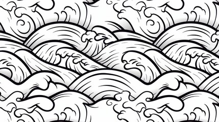 Add a touch of elegance to your space with this oriental wave wallpaper, featuring intricate line art that flows beautifully.