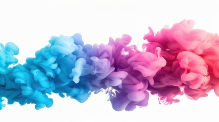 Fototapeta premium Vibrant rainbow smoke burst radiates from the center, creating an eyecatching explosion on a clean white backdrop.