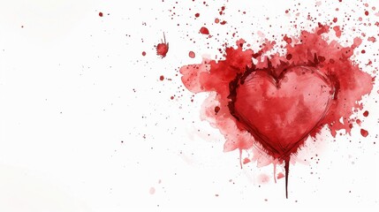 Obraz premium A vibrant red heart design set against a crisp white backdrop, ideal for banners and graphic illustrations. Perfect for expressing love