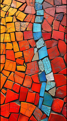 Colorful mosaic tiles arrangement with abstract