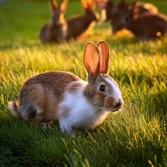Fototapeta premium cotton tail rabbits, AI generated