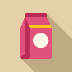 Pink blank food packaging is standing up with a long shadow on a cream background