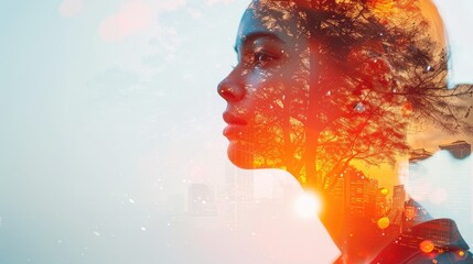 People and city double exposure stylish