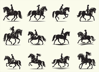 Horse Rider Silhouette Vector Illustration