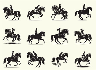 Horse Rider Silhouette Vector Illustration