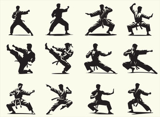 Martial Art Silhouette Vector Illustration