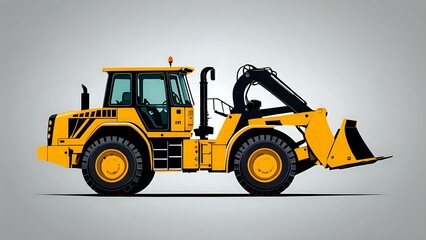 Fototapeta premium Yellow front loader isolated on white background.