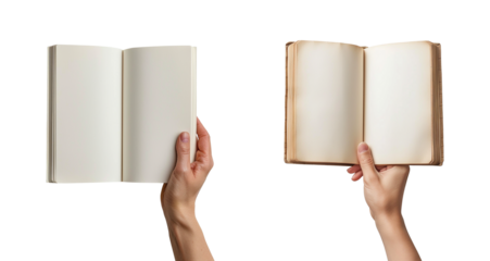 hand holding a book isolated on transparent background