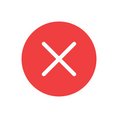 Fototapeta premium Red cross, close button icon for app or website isolated on white. Vector