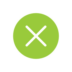 Obraz premium Green cross, close button icon for app or website. Vector illustration