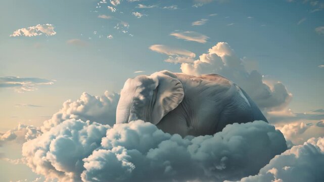 an elephant covered in clouds in the sky