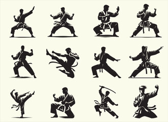 Martial Art Silhouette Vector Illustration