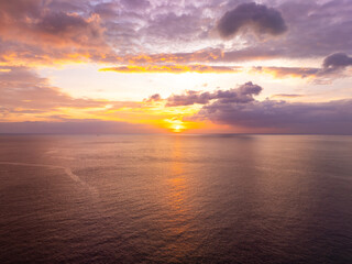 Nature landscape beautiful Light Sunset or sunrise over sea,Colorful clouds dramatic sky seascape,Amazing clouds and waves in sunset sky background