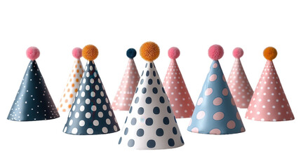 Colorful Party Hats With Polka Dots Gathered Together Celebrating A Joyous Occasion