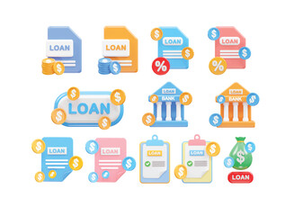 Bank Loan icon 3d rendering illustration icon set vector