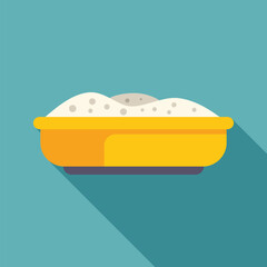 Yellow litter box full of sand, providing a designated space for cat toilet training and maintaining hygiene