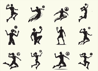 Volley Ball Player Silhouette Vector Illustration