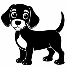 a cute  dog silhouette vector art illustration