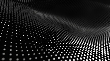 Obraz premium A halftone pattern background in black and white, consisting of small dots that gradually increase in size to create a smooth gradient effect.