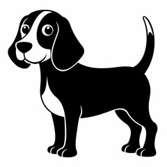 a cute  dog silhouette vector art illustration