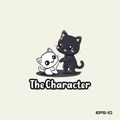 Cute cats playing together logo, vector, mascot, character, cartoon, illustration