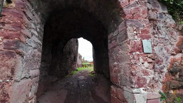 View ruins of old castle. Ruin of Hohnstein Castle, Harz mountains, Germany.