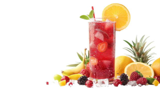 Refreshing Fruit Cocktail With Bubbles and Vibrant Garnishes At Summer Gathering