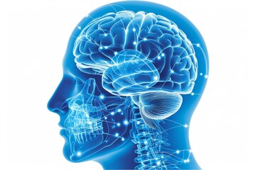 Obraz premium Abstract Brain with Neural Networks Highlighting Cognitive Connectivity