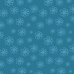 Seamless pattern design of light blue blossomed flowers isolated on background.