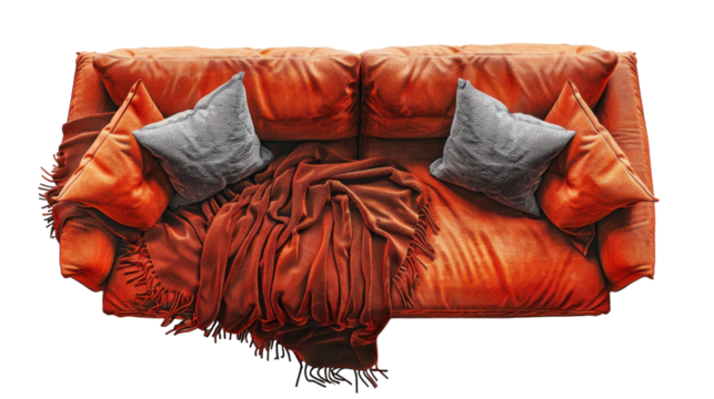 Cozy Autumn Living Room With Warm Tones and Soft Textiles Set Against a Neutral Background