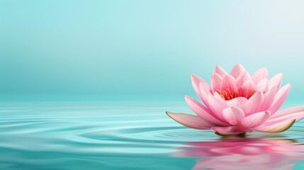 Tranquil image of lotus flower on peaceful pond.