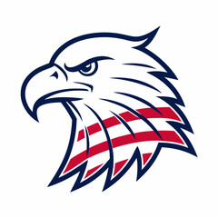  Vector Line Art of an Eagle with American Flag Theme on White Background