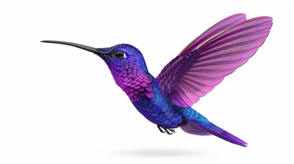 Obraz premium Bright paint in Hummingbird hues, perfect for artistic touch. Standout color blends seamlessly on any white canvas.