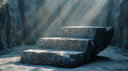Round Stone Pedestal in Sunlit Room with Textured Walls

