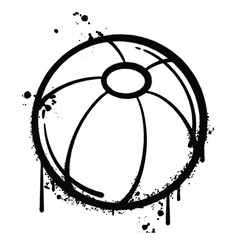 Black and White Graffiti Spray Painted Beach Ball with Drips