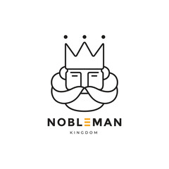 nobleman head king head line logo design vector