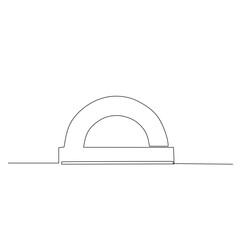 simple line drawing of a protractor or a semicircular arch. Education and office supplies hand drawn style illustration