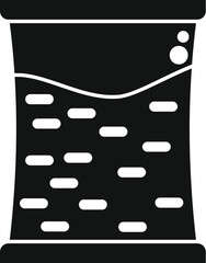 Black and white silhouette of a vacuum sealed bag, containing food and ready for sous vide cooking