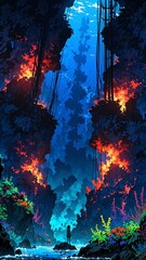 Fototapeta premium deep sea hydrothermal vents anime