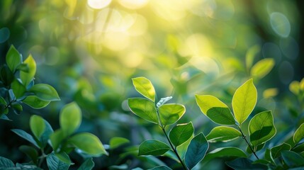 Nature of green leaf in garden at summer. Natural green leaves plants using as spring background cover page greenery environment ecology wallpaper, generative ai