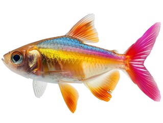 Fototapeta premium Colorful finned fish swimming gracefully against a white backdrop.