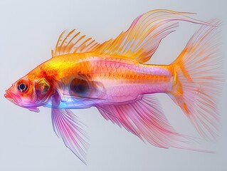 Fototapeta premium a colorful fish with pink and orange fins.