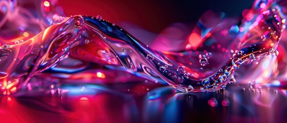 Abstract liquid art with vibrant red and blue colors, showcasing fluid shapes and dynamic light reflections. Modern and captivating visual.